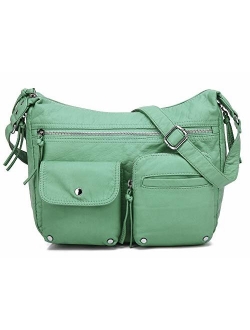 Medium Crossbody Shoulder Bag for Women, Ultra Soft Washed Vegan Leather, H1800