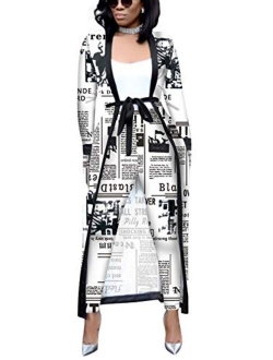 Women's 2 Piece Pants Set - Sexy Long Sleeve Open Front Cardigans+ Skinny Pants Suits