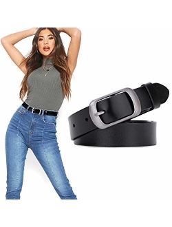 Women Leather Belt Ladies Black Waist Belt for Jeans Pants Dresses Small Size Elegant Gift Box