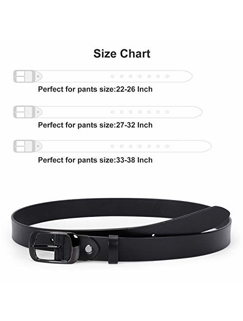 Women Leather Belt Ladies Black Waist Belt for Jeans Pants Dresses Small Size Elegant Gift Box