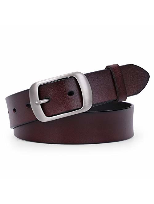 Women Leather Belt Ladies Black Waist Belt for Jeans Pants Dresses Small Size Elegant Gift Box