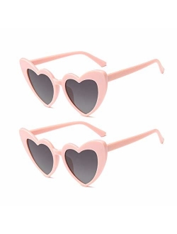 JUSLINK Heart Shaped Sunglasses for Women, Cat Eye Mod Style Retro Kurt Cobain Glasses