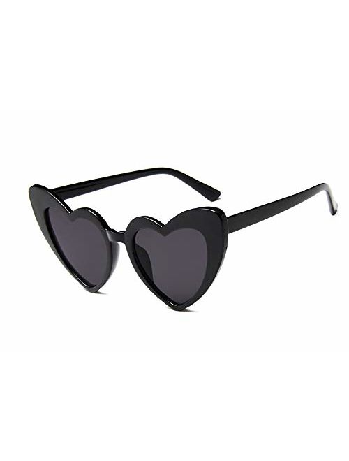 JUSLINK Heart Shaped Sunglasses for Women, Cat Eye Mod Style Retro Kurt Cobain Glasses