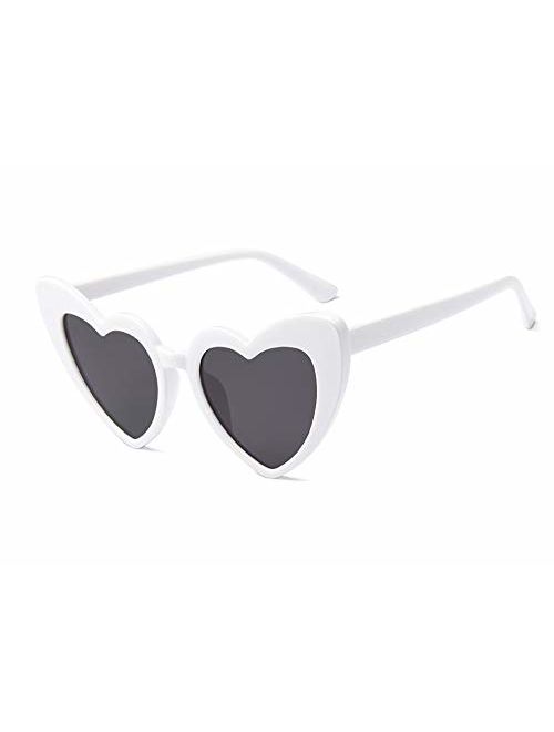 JUSLINK Heart Shaped Sunglasses for Women, Cat Eye Mod Style Retro Kurt Cobain Glasses