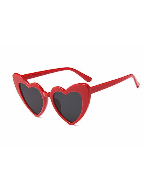 JUSLINK Heart Shaped Sunglasses for Women, Cat Eye Mod Style Retro Kurt Cobain Glasses