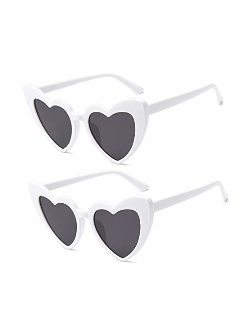 JUSLINK Heart Shaped Sunglasses for Women, Cat Eye Mod Style Retro Kurt Cobain Glasses