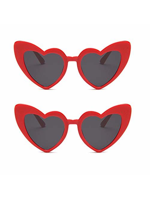 JUSLINK Heart Shaped Sunglasses for Women, Cat Eye Mod Style Retro Kurt Cobain Glasses