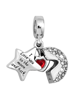 CharmSStory Heart I Love You To The Moon and Back Charm Beads For Bracelets