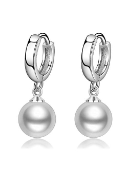 Pearl Hoop Earrings for Women Fashion Dangle Hypoallergenic Layer Earrings Drop Dangle Earrings Gifts for Women