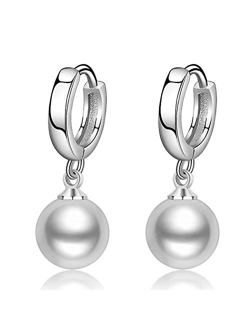 Pearl Hoop Earrings for Women Fashion Dangle Hypoallergenic Layer Earrings Drop Dangle Earrings Gifts for Women