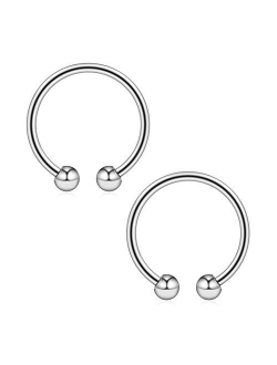 Ruifan 316L Surgical Steel Non-Piercing Fake Faux Clip On Septum Nose Hoop Ring Body Jewelry Piercing Unisex 20 Gauge 5/16"(8mm) 2-6PCS