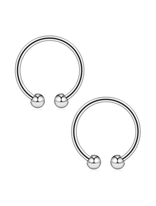 Ruifan 316L Surgical Steel Non-Piercing Fake Faux Clip On Septum Nose Hoop Ring Body Jewelry Piercing Unisex 20 Gauge 5/16"(8mm) 2-6PCS