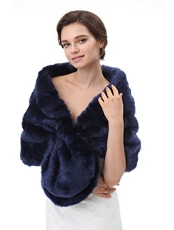 Decahome Faux Fur Shawl Wrap Stole Shrug Winter Bridal Wedding Cover Up