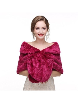 Decahome Faux Fur Shawl Wrap Stole Shrug Winter Bridal Wedding Cover Up