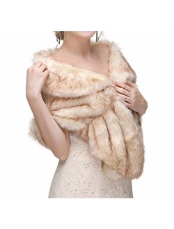 Decahome Faux Fur Shawl Wrap Stole Shrug Winter Bridal Wedding Cover Up