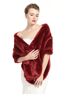 BEAUTELICATE Women's Faux Fur Shawl Stoles Wrap for Bridal/Wedding/Party-S62(12 Colors)