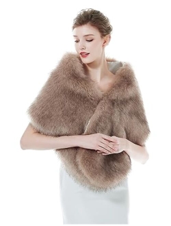 BEAUTELICATE Women's Faux Fur Shawl Stoles Wrap for Bridal/Wedding/Party-S62(12 Colors)