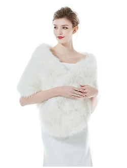 BEAUTELICATE Women's Faux Fur Shawl Stoles Wrap for Bridal/Wedding/Party-S62(12 Colors)