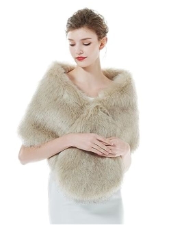 BEAUTELICATE Women's Faux Fur Shawl Stoles Wrap for Bridal/Wedding/Party-S62(12 Colors)