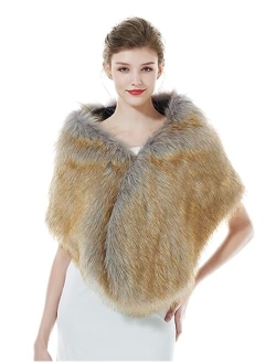 BEAUTELICATE Women's Faux Fur Shawl Stoles Wrap for Bridal/Wedding/Party-S62(12 Colors)