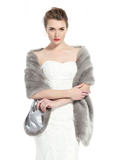 BEAUTELICATE Women's Faux Fur Shawl Stoles Wrap for Bridal/Wedding/Party-S62(12 Colors)