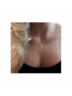 XOYOYZU Tiny Cross Pendant Necklace for Women Simple Cross Necklaces Mothers Day Birthday Gifts for Women Girl