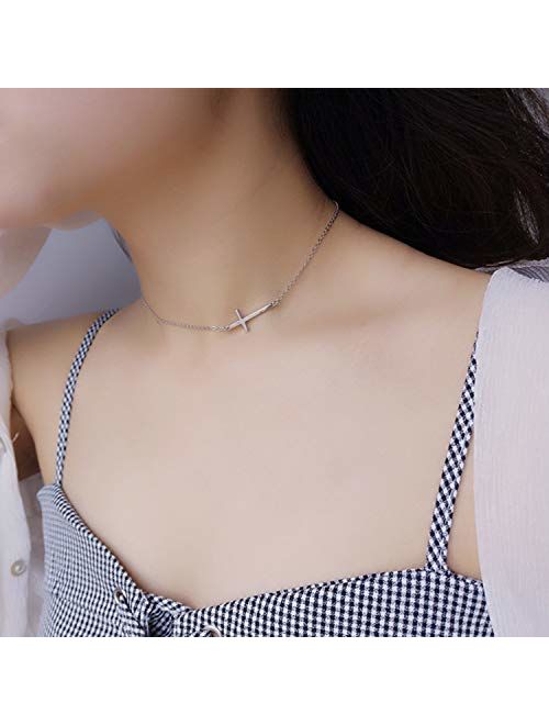 XOYOYZU Tiny Cross Pendant Necklace for Women Simple Cross Necklaces Mothers Day Birthday Gifts for Women Girl