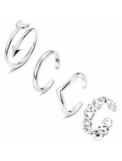 FIBO STEEL 3-18 Pcs Open Toe Rings for Women Arrow Tail Band Toe Ring Adjustable