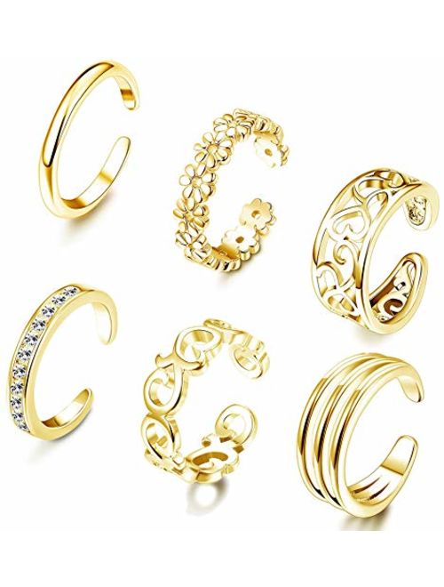 FIBO STEEL 3-18 Pcs Open Toe Rings for Women Arrow Tail Band Toe Ring Adjustable