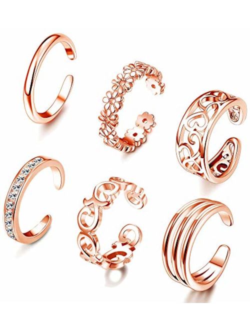 FIBO STEEL 3-18 Pcs Open Toe Rings for Women Arrow Tail Band Toe Ring Adjustable