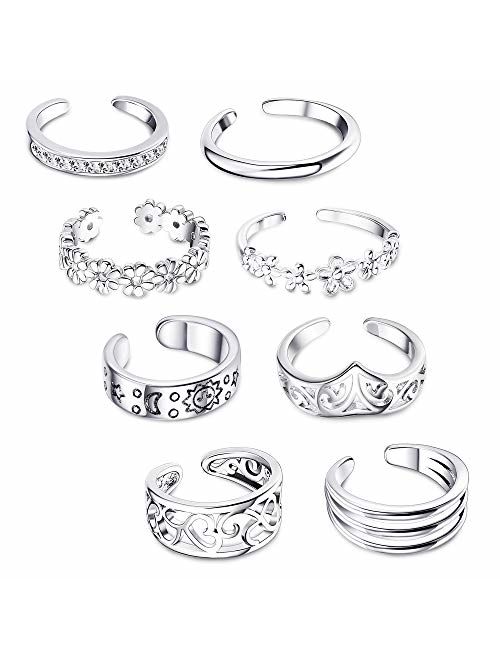 FIBO STEEL 3-18 Pcs Open Toe Rings for Women Arrow Tail Band Toe Ring Adjustable