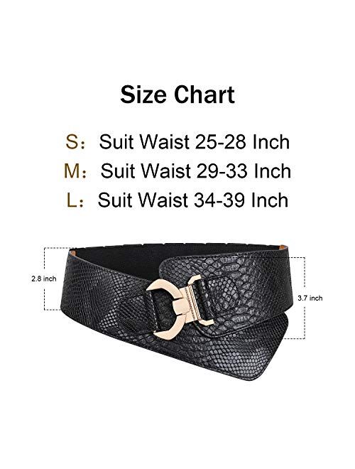 JASGOOD Wide Elastic Stretch Waist Belt Women's Adjustable Fashion Snake Pattern Dress Belt Christmas Gift