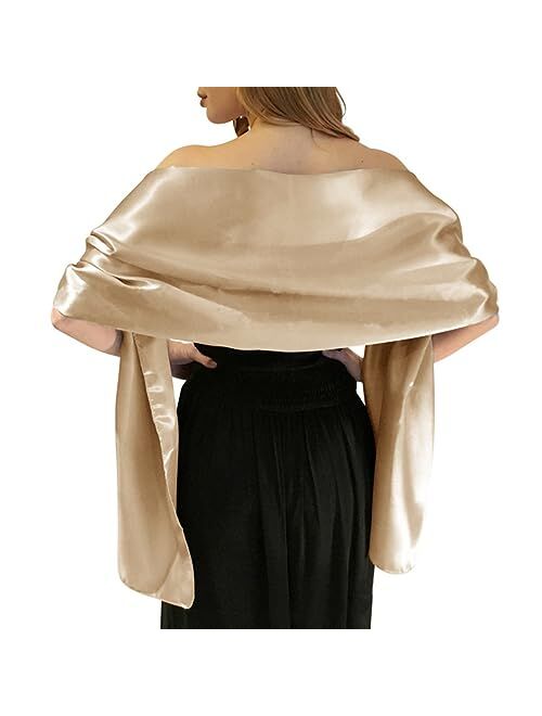 LARIAU Womens Silk Head Scarf Shawls Evening Special Party Bridal Dresses Wrap Lightweight Satin Scarfs Small Bandana