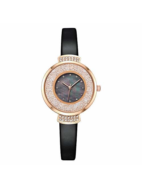 Women Watches Leather Strap Round Case Analog Fashion Ladies Watch Wrist Watches