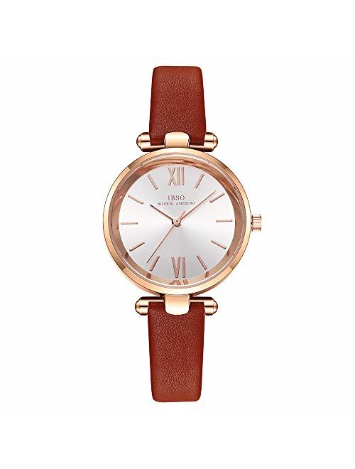 Women Watches Leather Strap Round Case Analog Fashion Ladies Watch Wrist Watches