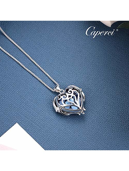 Caperci Angel Wings Heart Swarovski Crystal Pendant Necklace - Romantic Jewelry Gifts for Her