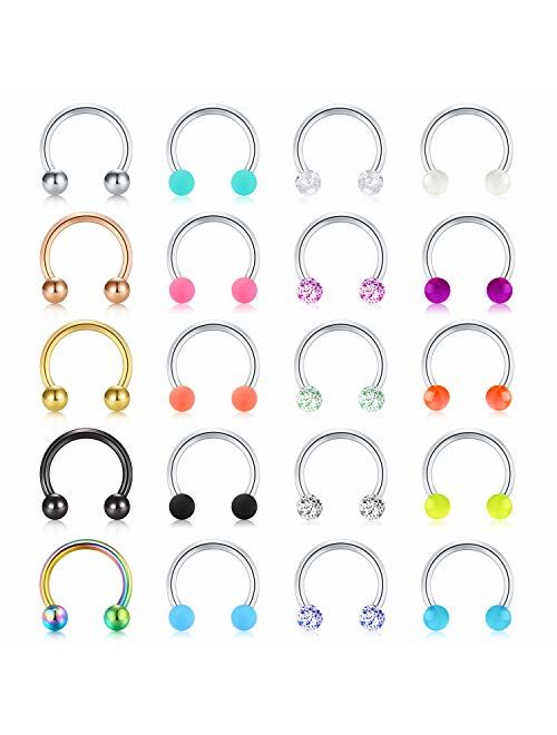 Mayhoop 16G Surgical Steel Horseshoe Nose Septum Rings Piercing Jewelry Cartilage Helix Tragus Earring Hoop Lip Horseshoe Piercing Retainer for Women Men 8mm 10mm