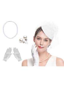 Cizoe Fascinator Hair Clip Pillbox Hat Bowler Feather Flower Veil Wedding Party Hat Tea Hat