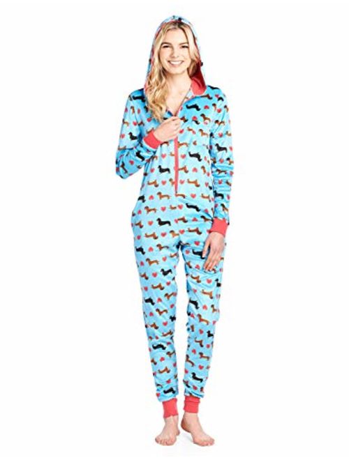 Ashford & Brooks Women's Fleece Hooded One Piece Pajama Union Jumpsuit