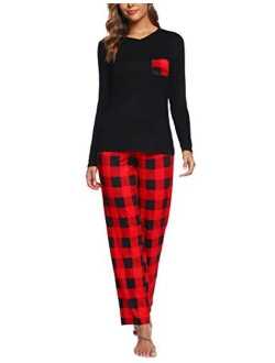 ARANEE Women's Pajamas Set Long Sleeve Sleepwear Classic Plaid Soft Pj Sets Loungewear