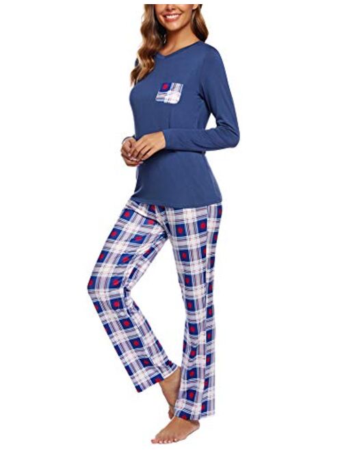 ARANEE Women's Pajamas Set Long Sleeve Sleepwear Classic Plaid Soft Pj Sets Loungewear