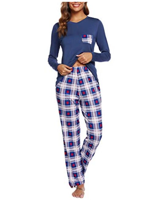 ARANEE Women's Pajamas Set Long Sleeve Sleepwear Classic Plaid Soft Pj Sets Loungewear