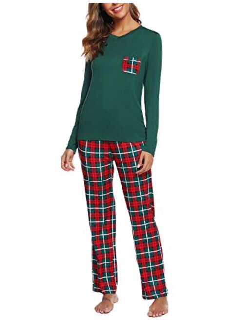 ARANEE Women's Pajamas Set Long Sleeve Sleepwear Classic Plaid Soft Pj Sets Loungewear