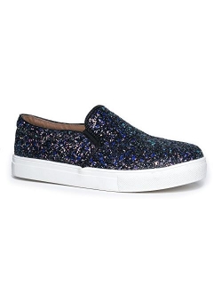 J. Adams Round Toe Slip On Sneaker - Adorable Cushioned Glitter Shoe - Easy Everyday Fashion - Glimmer