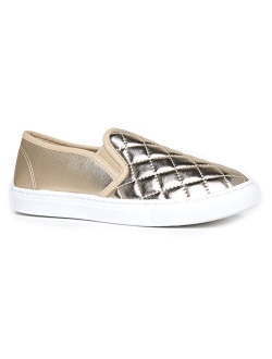 J. Adams Round Toe Slip On Sneaker - Adorable Cushioned Glitter Shoe - Easy Everyday Fashion - Glimmer