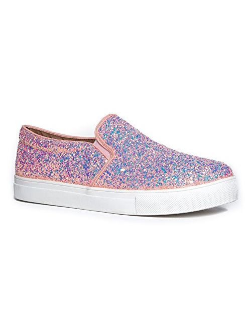 J. Adams Round Toe Slip On Sneaker - Adorable Cushioned Glitter Shoe - Easy Everyday Fashion - Glimmer