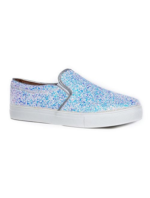 J. Adams Round Toe Slip On Sneaker - Adorable Cushioned Glitter Shoe - Easy Everyday Fashion - Glimmer