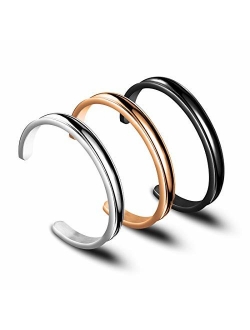 Zuo Bao Hair Tie Bracelet High Polishing Stainless Steel Grooved Cuff Bangle for Women Girls