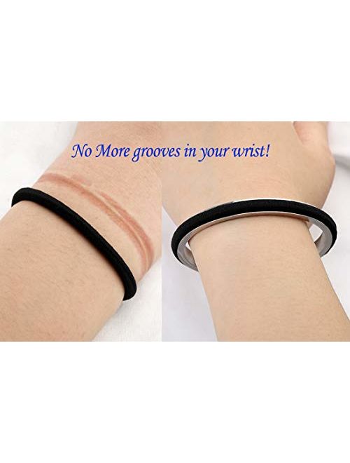 Zuo Bao Hair Tie Bracelet High Polishing Stainless Steel Grooved Cuff Bangle for Women Girls