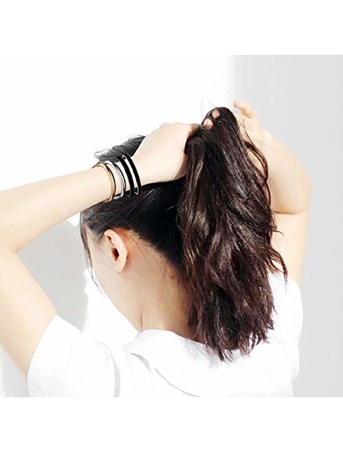 Zuo Bao Hair Tie Bracelet High Polishing Stainless Steel Grooved Cuff Bangle for Women Girls